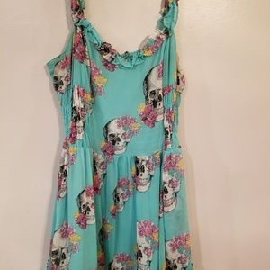 Teal large skull dress